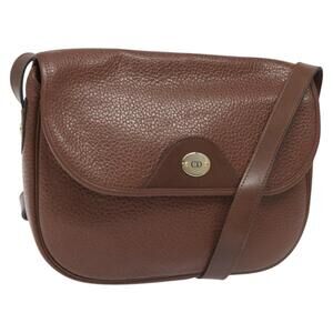 DIOR Shoulder Bag Leather Brown Gold